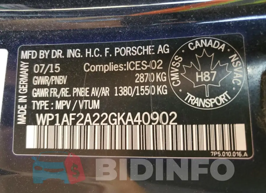 WP1AF2A22GKA40902 Photo# 14