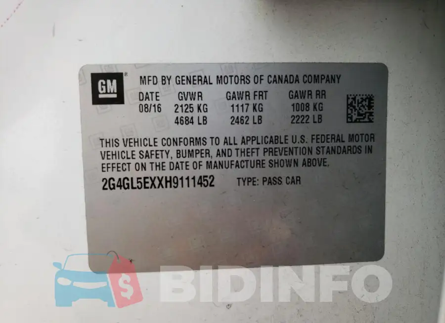 2G4GL5EXXH9111452 Photo# 12
