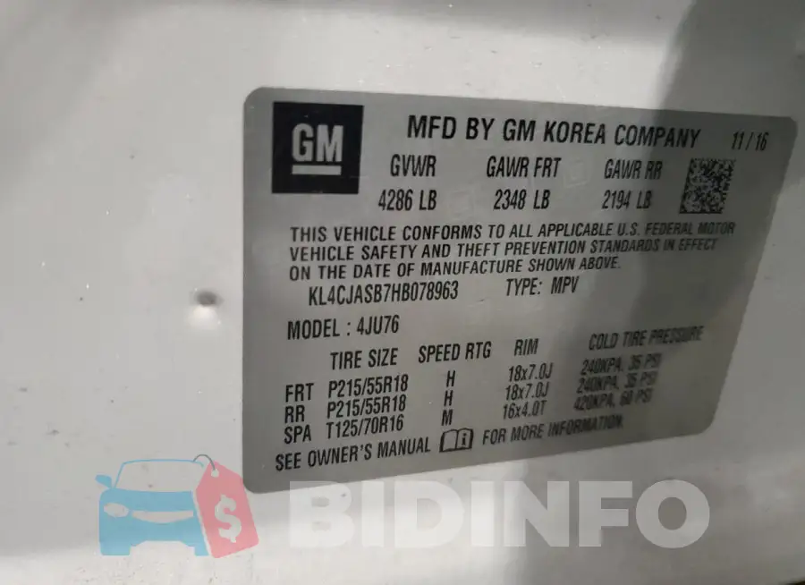 KL4CJASB7HB078963 Photo# 13