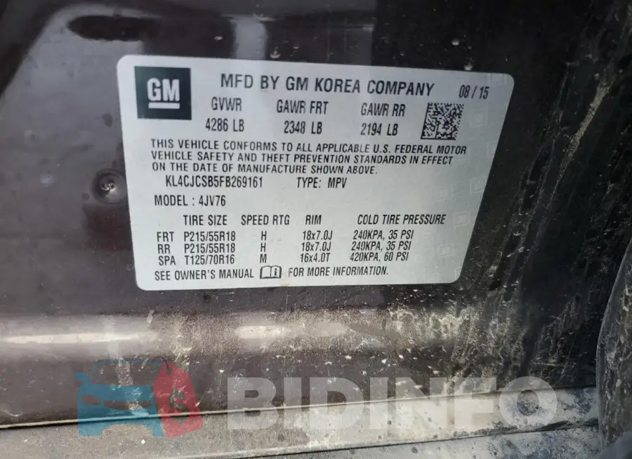 KL4CJCSB5FB269161 Photo# 12