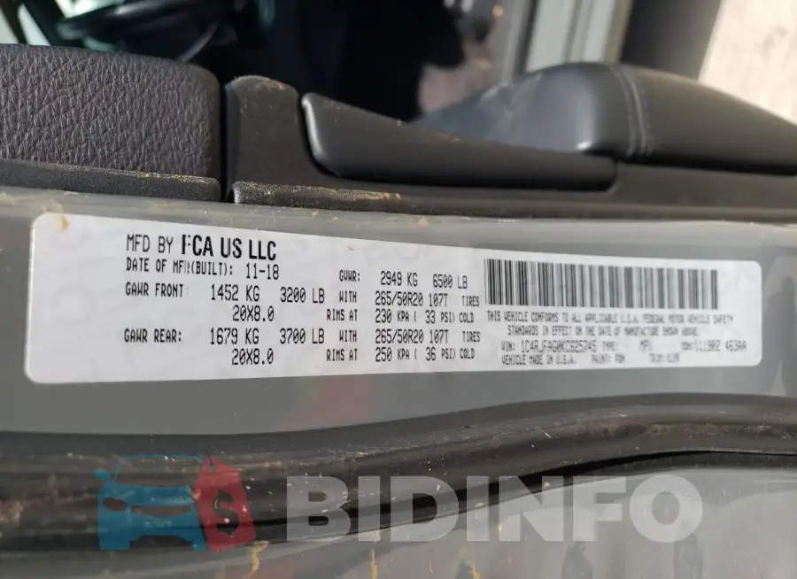 1C4RJFAG0KC625745 Photo# 14