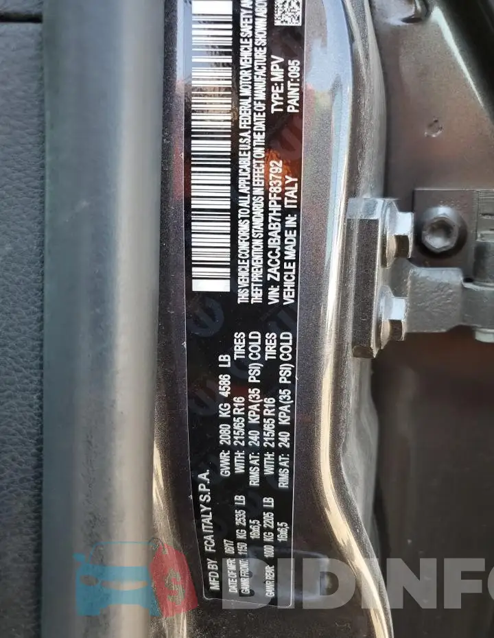 ZACCJBAB7HPF83792 Photo# 13