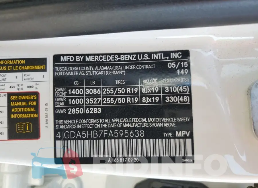 4JGDA5HB7FA595638 Photo# 13