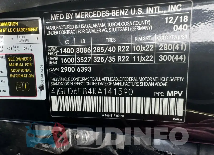 4JGED6EB4KA141590 Photo# 12