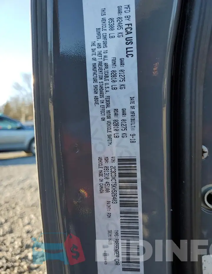 2C3CDXCT5KH526403 Photo# 12