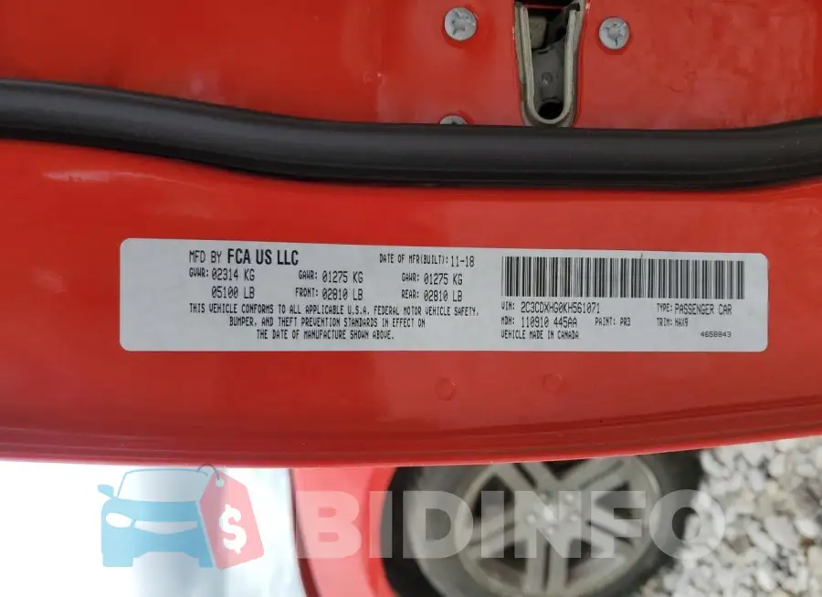 2C3CDXHG0KH561071 Photo# 12
