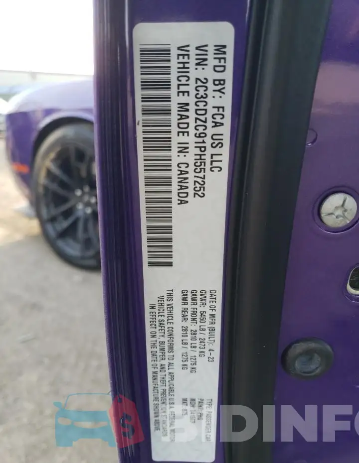 2C3CDZC91PH557252 Photo# 12