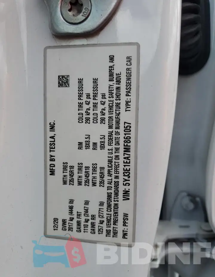 5YJ3E1EA7MF861057 Photo# 13