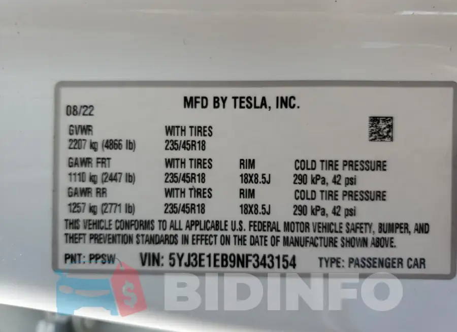 5YJ3E1EB9NF343154 Photo# 12