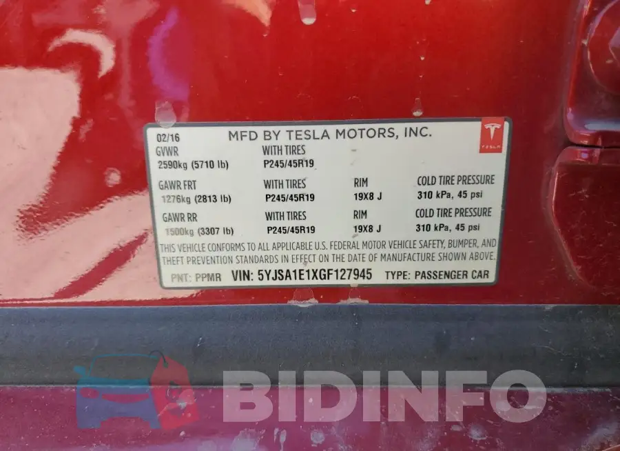 5YJSA1E1XGF127945 Photo# 12