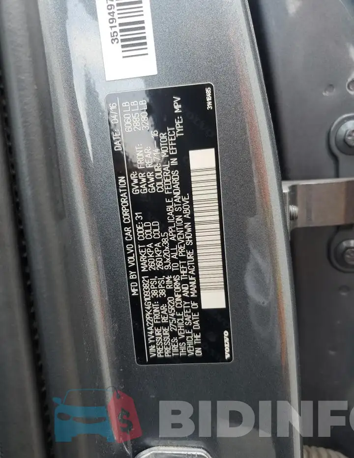 YV4A22PK4G1093821 Photo# 12