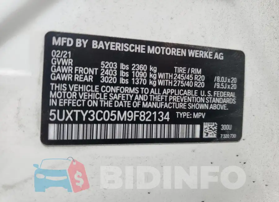 5UXTY3C05M9F82134 Photo# 13
