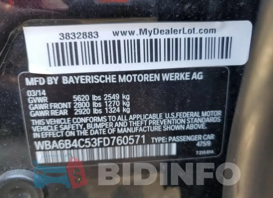 WBA6B4C53FD760571 Photo# 12
