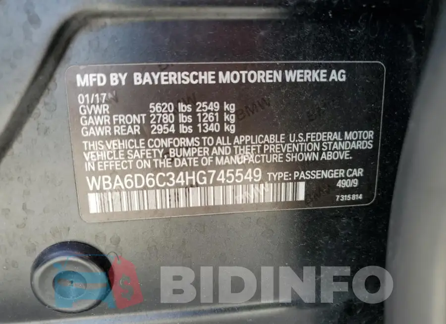 WBA6D6C34HG745549 Photo# 13