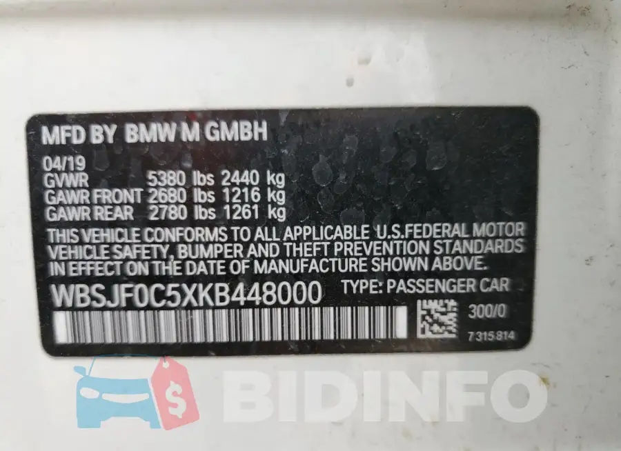 WBSJF0C5XKB448000 Photo# 13