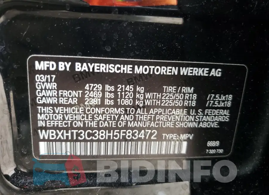 WBXHT3C38H5F83472 Photo# 13