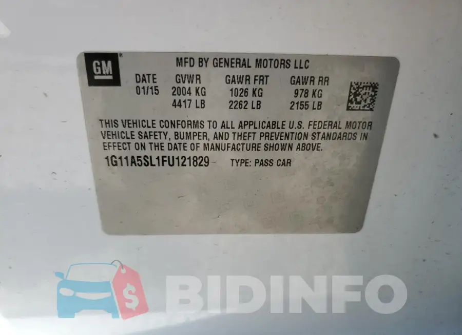 1G11A5SL1FU121829 Photo# 12