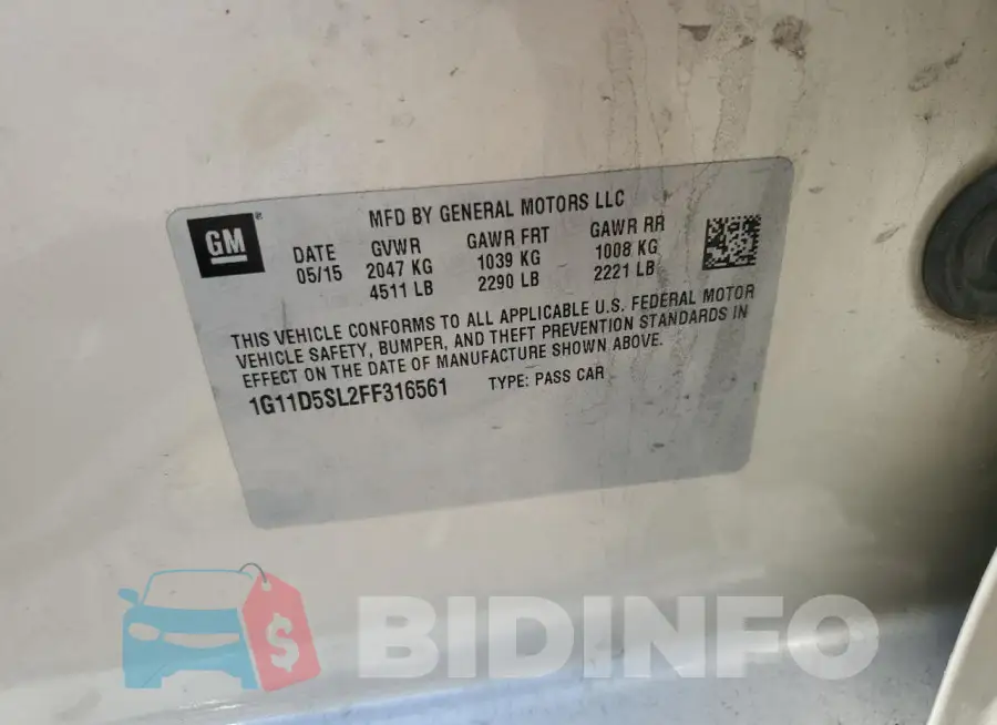 1G11D5SL2FF316561 Photo# 12
