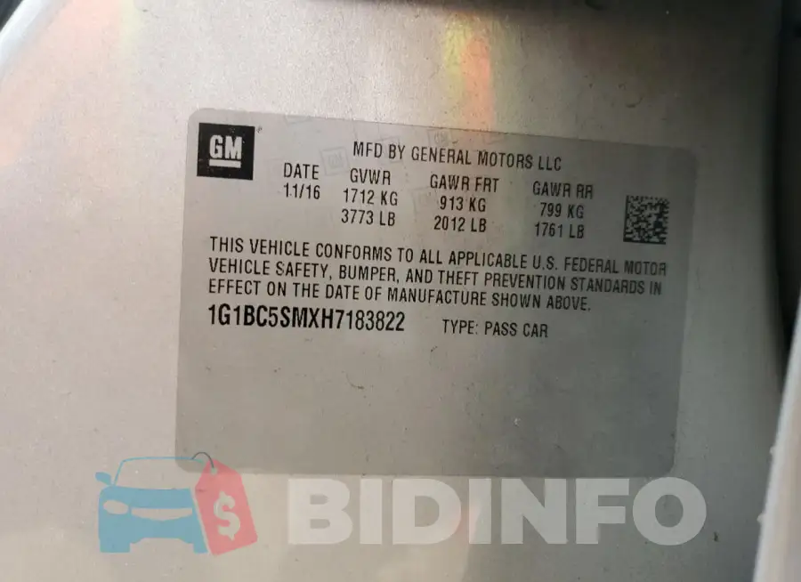 1G1BC5SMXH7183822 Photo# 12