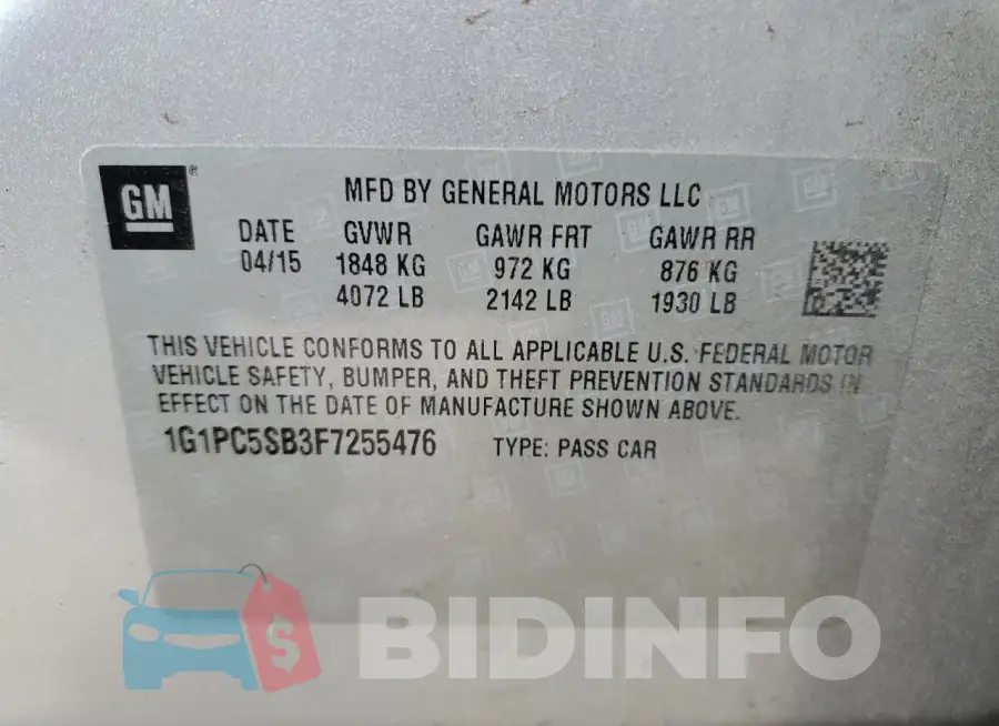 1G1PC5SB3F7255476 Photo# 13