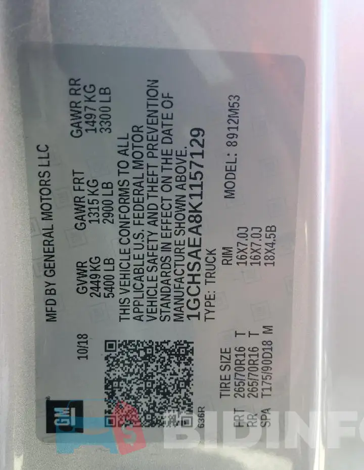 1GCHSAEA8K1157129 Photo# 13