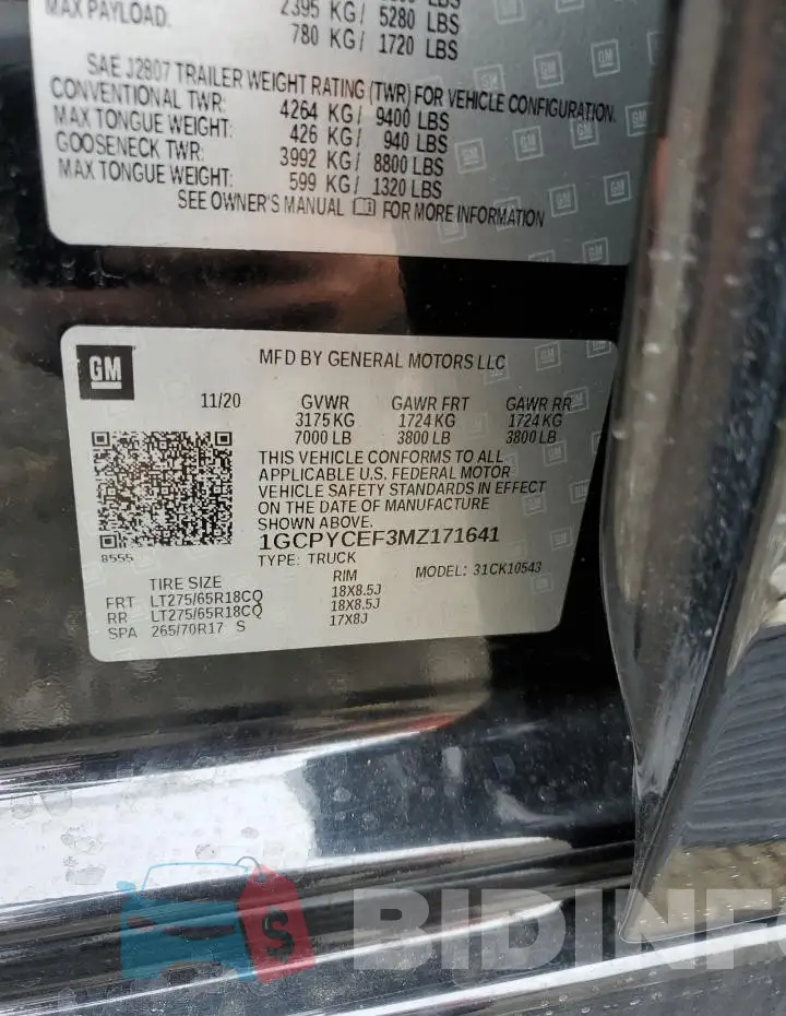 1GCPYCEF3MZ171641 Photo# 12