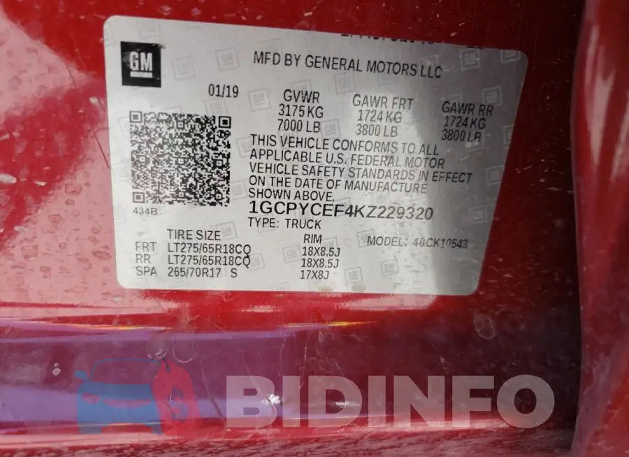 1GCPYCEF4KZ229320 Photo# 12