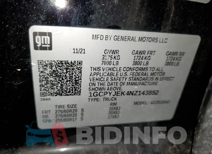 1GCPYJEK4NZ143852 Photo# 12