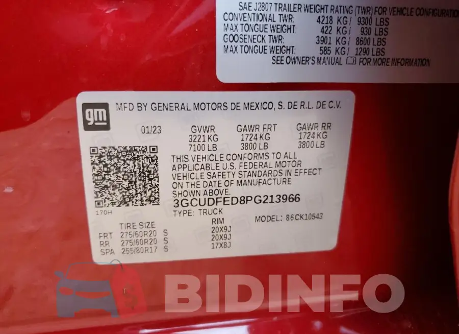 3GCUDFED8PG213966 Photo# 12