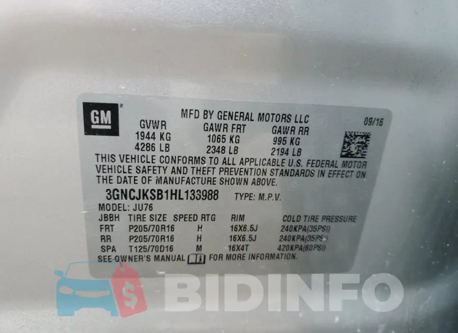 3GNCJKSB1HL133988 Photo# 13