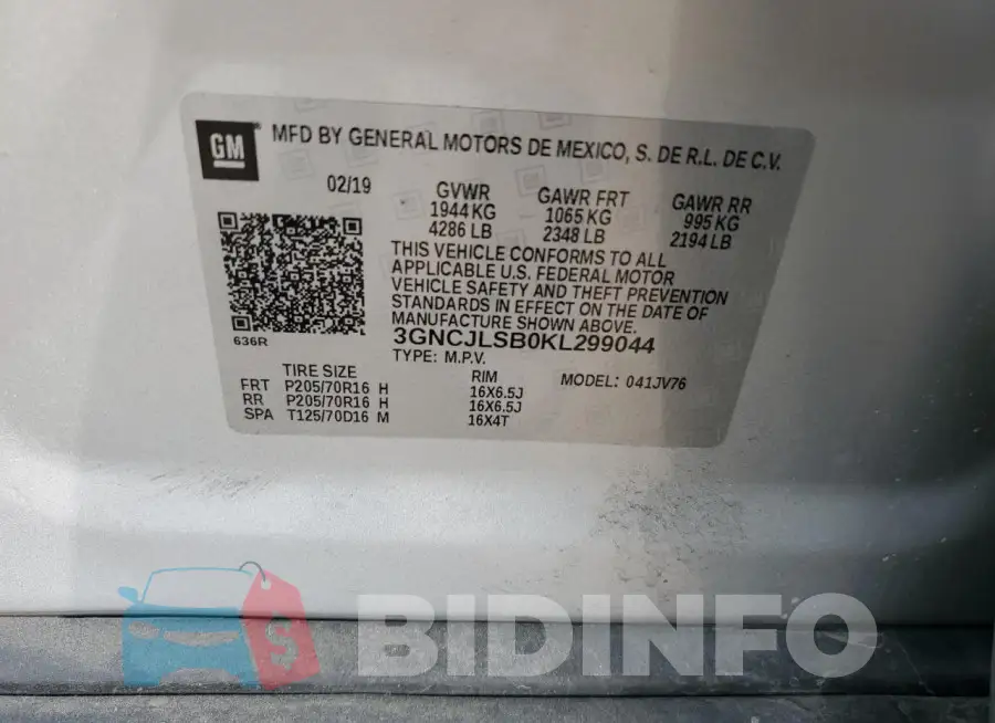 3GNCJLSB0KL299044 Photo# 12