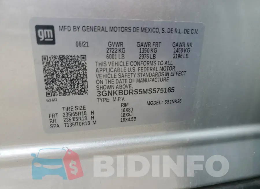 3GNKBDRS5MS575165 Photo# 13