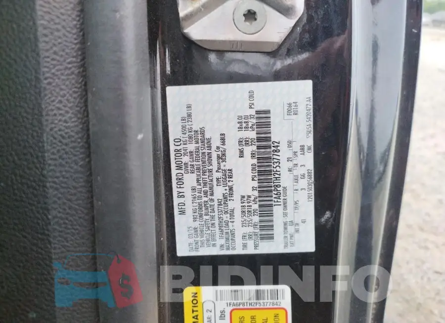 1FA6P8TH2F5377842 Photo# 12