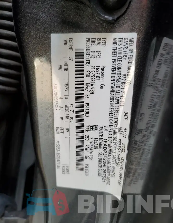 1FADP3F22HL267521 Photo# 12