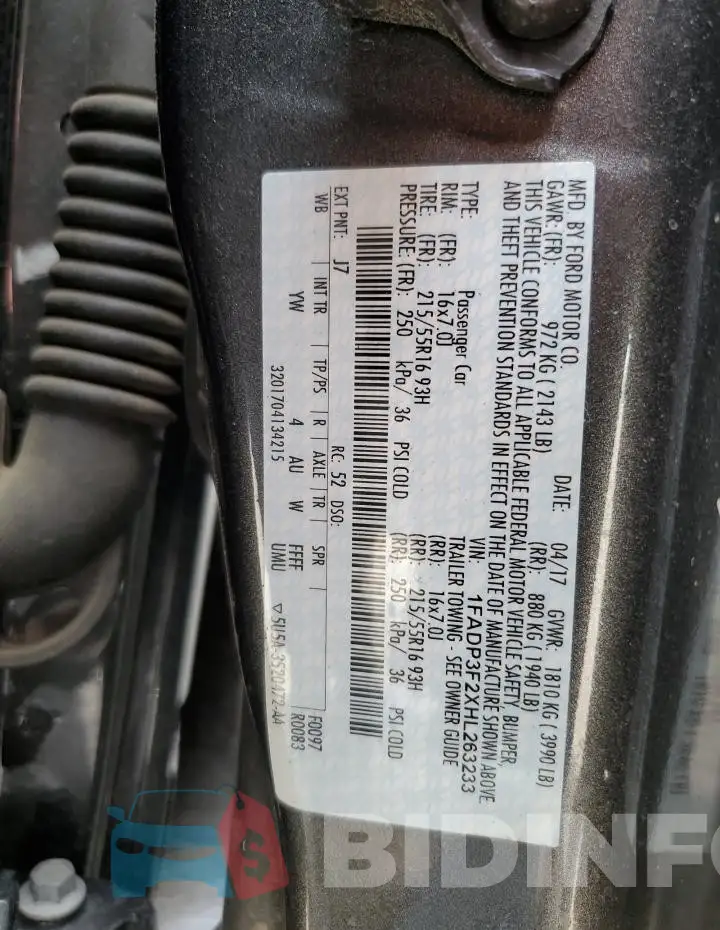 1FADP3F2XHL263233 Photo# 12