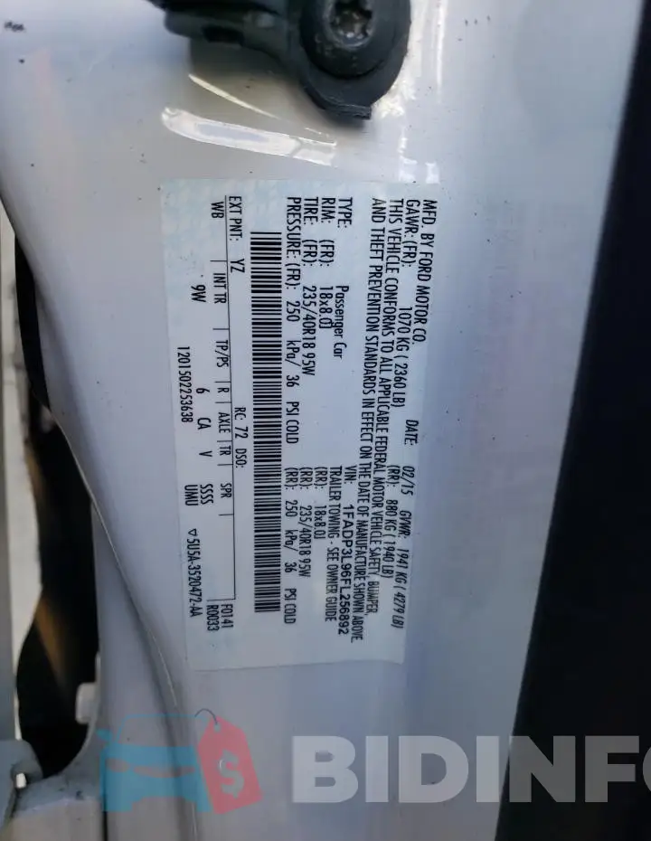1FADP3L96FL256892 Photo# 13