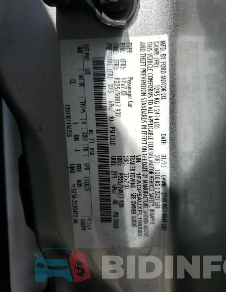 1FADP5AUXFL106593 Photo# 12
