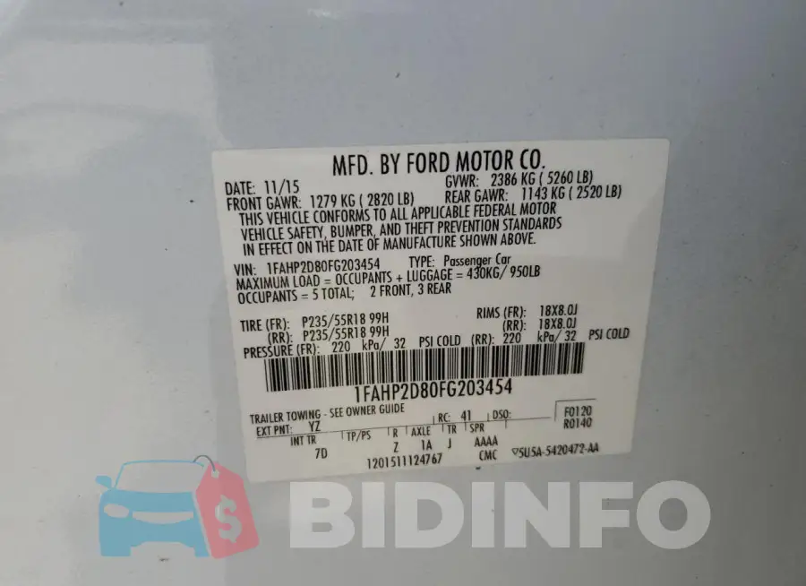 1FAHP2D80FG203454 Photo# 12