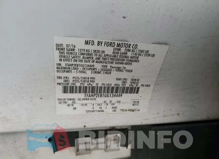 1FAHP2E81GG134449 Photo# 12