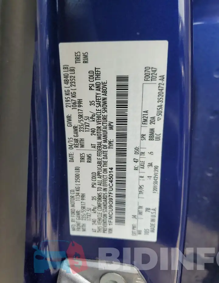 1FMCU9G97FUC45014 Photo# 13