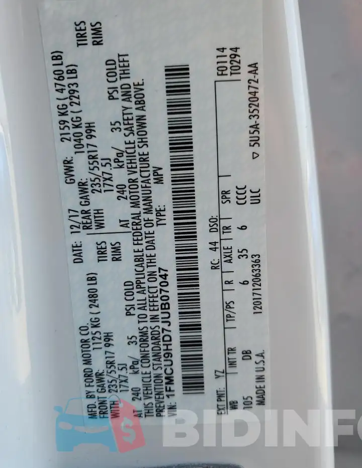 1FMCU9HD7JUB07047 Photo# 13