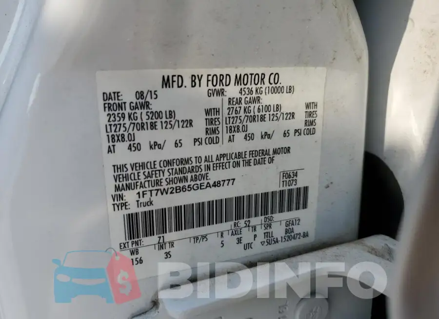1FT7W2B65GEA48777 Photo# 12