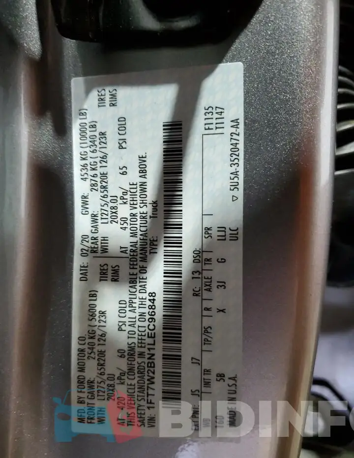 1FT7W2BN1LEC96848 Photo# 12