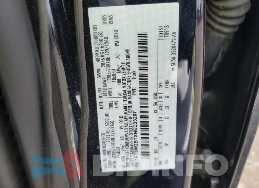 1FT8W2BTXNED33207 Photo# 12