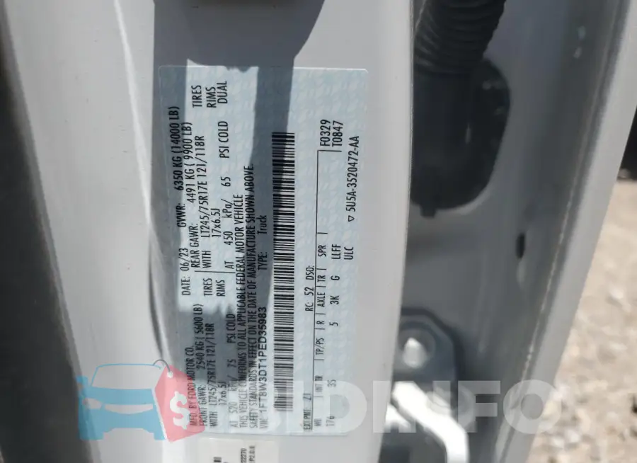 1FT8W3DT1PED35983 Photo# 13