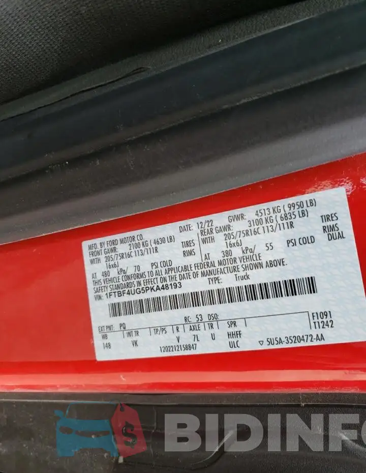 1FTBF4UG5PKA48193 Photo# 14