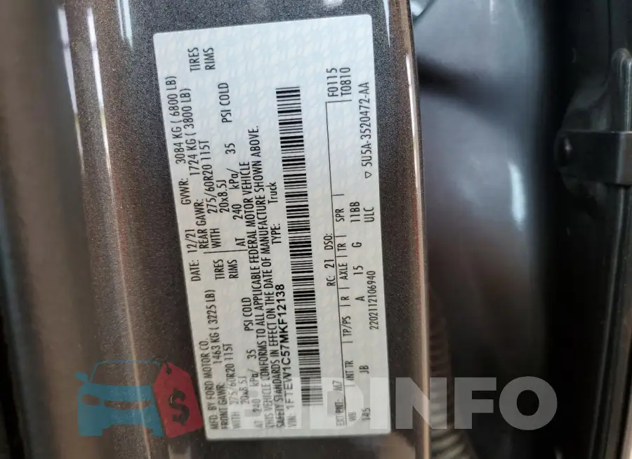 1FTEW1C57MKF12138 Photo# 12