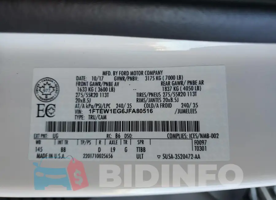 1FTEW1EG6JFA80516 Photo# 12