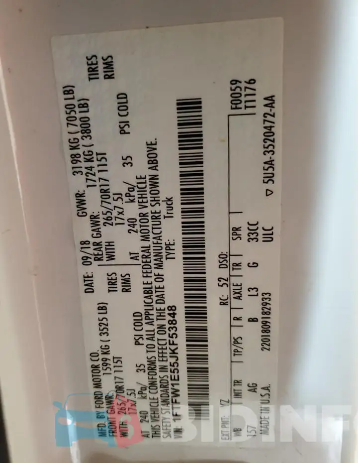 1FTFW1E55JKF53848 Photo# 12