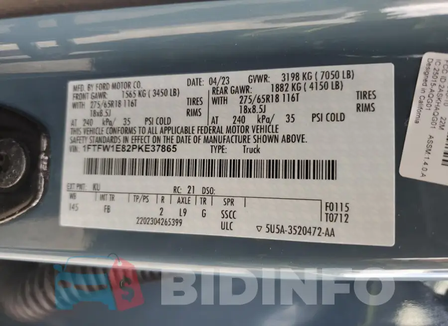 1FTFW1E82PKE37865 Photo# 12